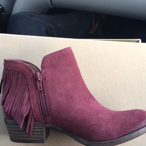 Maroon Booties with fringe